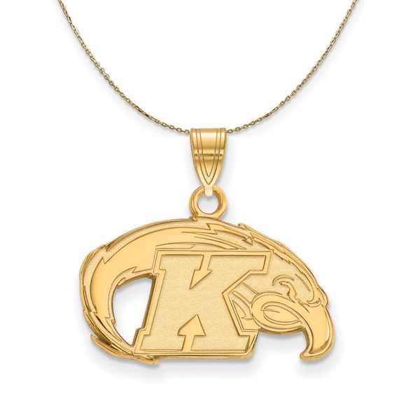 14k Yellow Gold Kent State Small Logo Necklace - 20 Inch